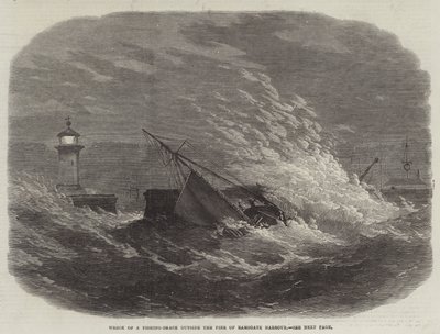 Wreck of a Fishing-Smack Outside the Pier of Ramsgate Harbour by Edwin Weedon