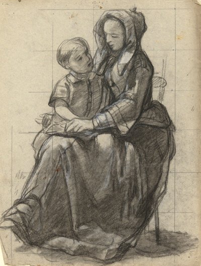Mother and Child, Sketch for Signing of the Compact in the Cabin of the Mayflower by Edwin White