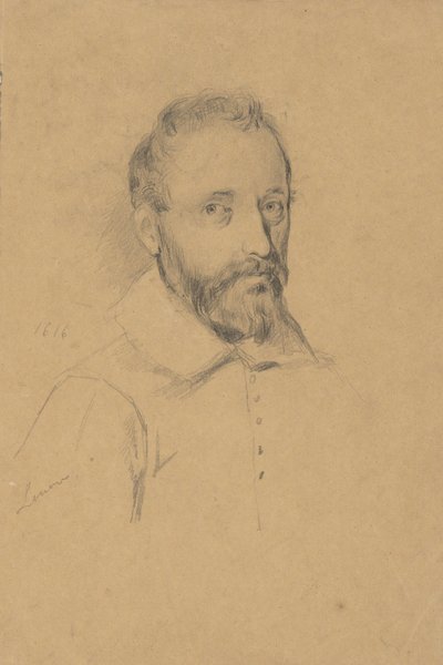 Portrait of an Unidentified Man, sketch for Signing of the Compact in the Cabin of the Mayflower by Edwin White