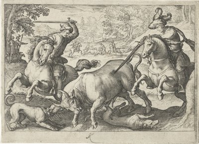Landscape with Bull Hunt by Egbert Jansz.