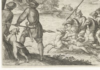 River Landscape with Deer Hunt by Egbert Jansz.