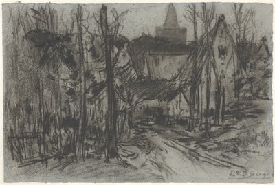 View of a Village through the Trees by Egbert Rubertus Derk Schaap