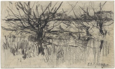 Pollard Willows along the Water by Egbert Rubertus Derk Schaap