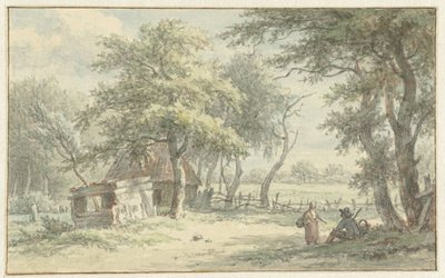 Figures by a Hut in the Naarder Houd by Egbert van Drielst