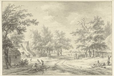 Landscape with Some Farmhouses and Figures by Egbert van Drielst
