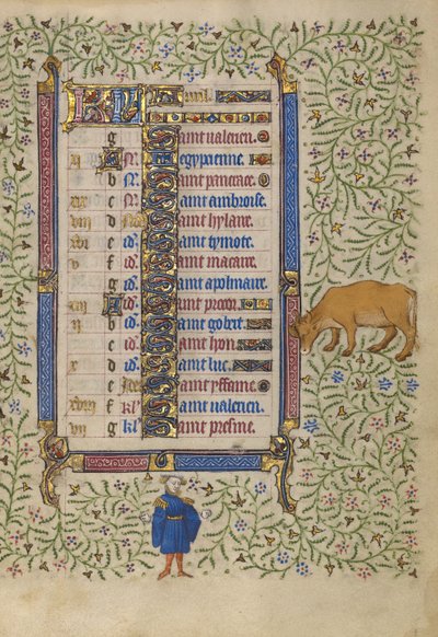 Calendar Page for April; Picking Flowers; Taurus by Egerton Master