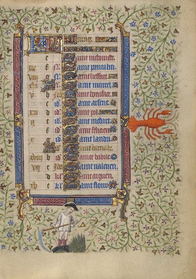 Calendar Page for June; Mowing; Cancer by Egerton Master