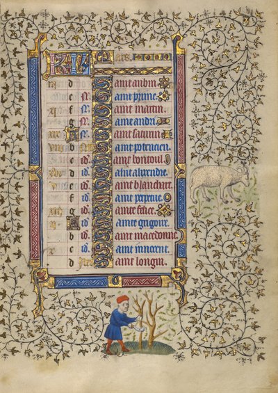 Calendar Page for March; Pruning Trees; Aries by Egerton Master