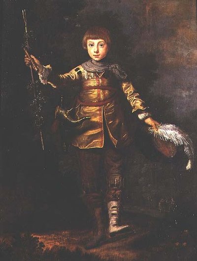 Portrait of a young boy dancing in a wood by Eglon Hendrick van der (attr. to) Neer