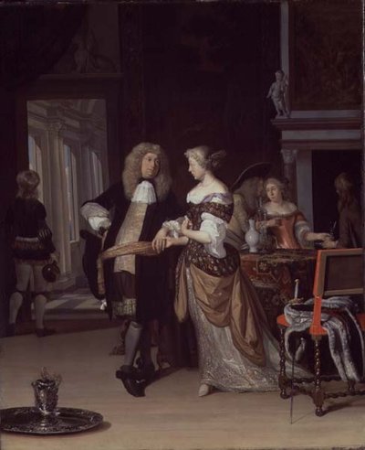 Figures in an interior, 1678 by Eglon van der Neer