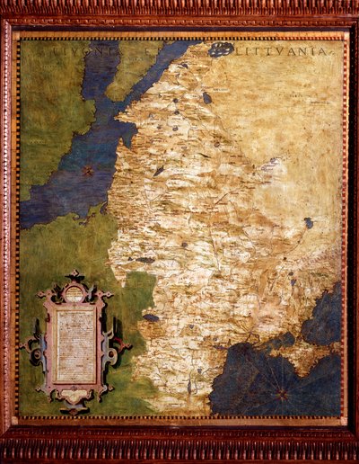 Livonia on the Baltic Sea, and Lithuania Map by Egnazio Danti (1536-1586) Mathematician, Cosmographer and Italian Architect. Around 1567. Florence, Palazzo Vecchio, Sala del Mappamondo by Egnazio Danti