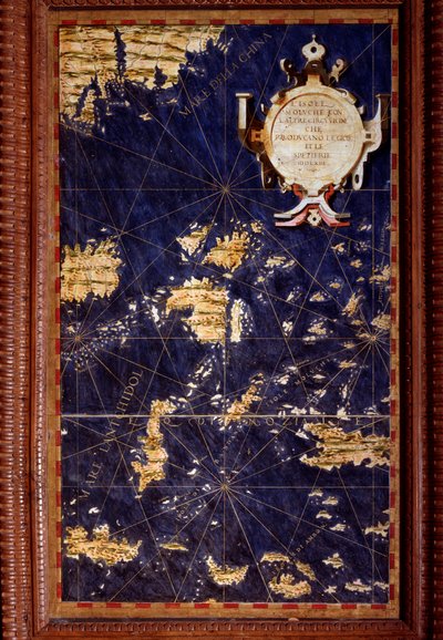 The Molucca Islands Map Made by Egnazio Danti (1536-1586) Mathematician, Cosmographer and Italian Architect. Around 1567. Florence, Palazzo Vecchio, Sala del Mappamondo by Egnazio Danti