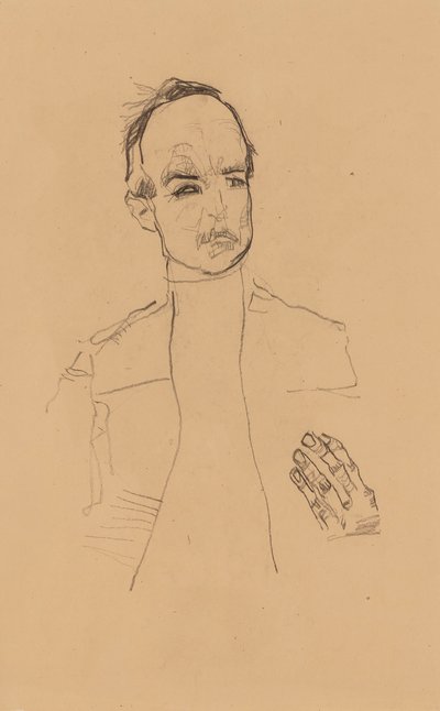 Seated Boy with Folded Hands by Egon Schiele