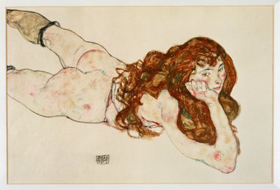 Nude on Her Stomach by Egon Schiele