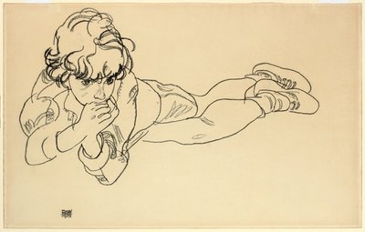 Boy Lying on His Stomach, 1918 by Egon Schiele