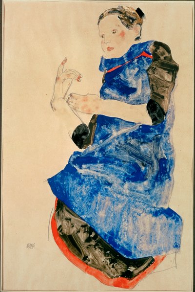 Girl in Blue Apron by Egon Schiele
