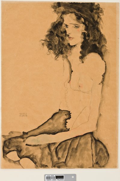 Girl with Black Hair by Egon Schiele