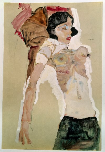 Half Naked Female by Egon Schiele
