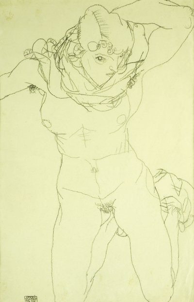 Kneeling Nude from the Front, 1914 by Egon Schiele