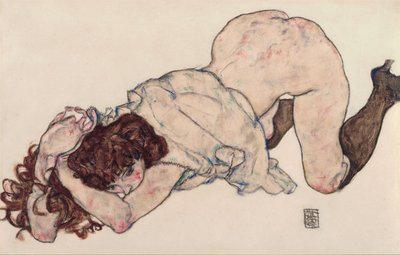 Kneeling Girl, Supported on Both Elbows by Egon Schiele