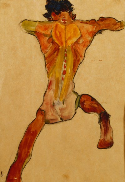 Male Nude Seen from Back by Egon Schiele