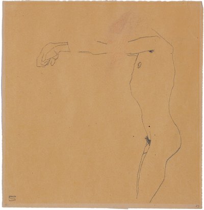 Male Nude with Arms Raised to the Left by Egon Schiele