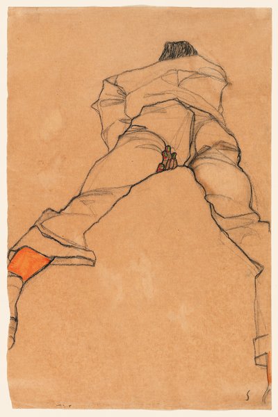 Man lying on his stomach by Egon Schiele