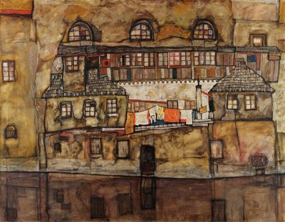 Wall of Houses by the River by Egon Schiele
