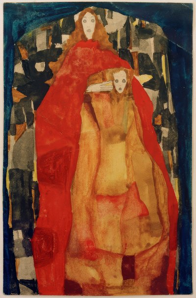 Mother with Child in Red Coat by Egon Schiele