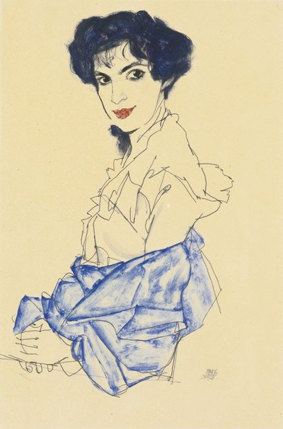 Portrait of Elisabeth Lederer, Seated with Hands Folded, 1913 by Egon Schiele