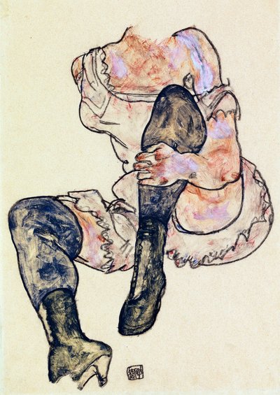 Seated Woman with Bent Left Leg (Torso) by Egon Schiele
