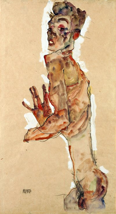 Self-Portrait with Splayed Fingers by Egon Schiele