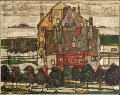Single Houses (Houses with Mountain) by Egon Schiele