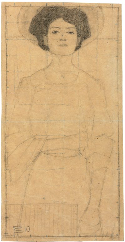 Young woman with hat by Egon Schiele