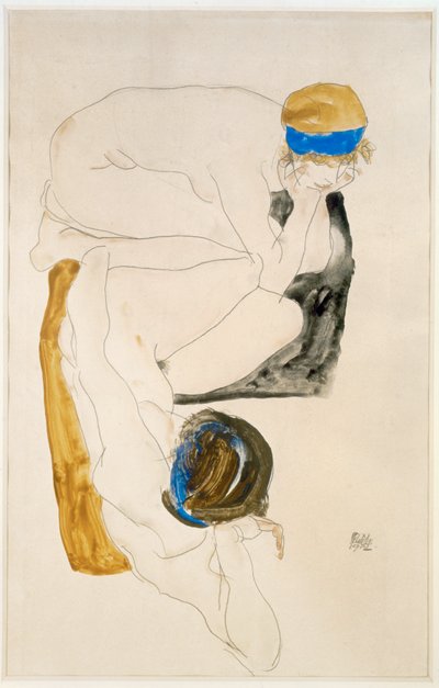 Two Reclining Figures by Egon Schiele