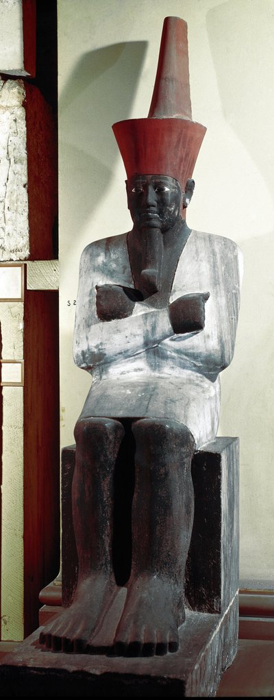 Egyptian Antiquity: Statue of the Pharaoh Montuhotep II (11th Dynasty). From Deir el Bahari. Dim. 83 cm by Egyptian 11th Dynasty
