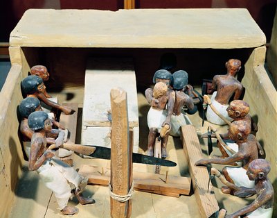 Funerary model of a carpentry workshop, from the Tomb of Meketre, Valley of the Nobles, Middle Kingdom, c.2000 BC by Egyptian 11th Dynasty