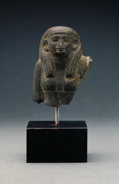 Head and shoulders of a woman from a group statue, probably a funerary dyad, Middle Kingdom by Egyptian 12th Dynasty