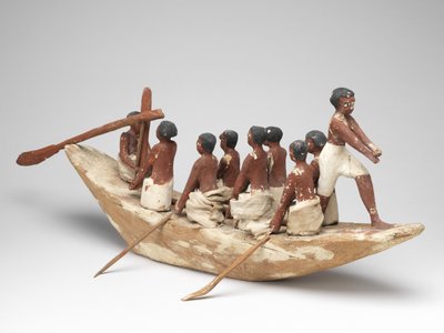 Model Sailing Boat from the Tomb of Khety (Beni Hasan) Middle Kingdom, c.2010 B.C. - 1950 B.C. by Egyptian 12th Dynasty