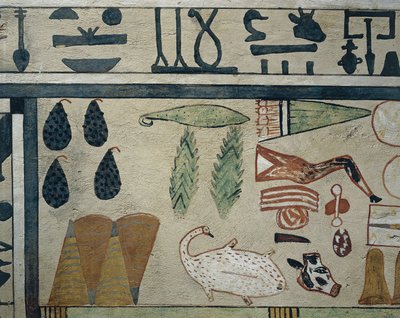 Panel Detail Representing Various Food Offerings, from Sarcophagus of Irinimenpu by Egyptian 12th Dynasty