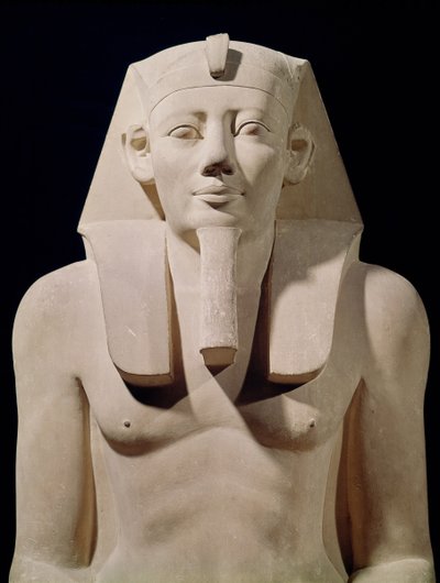 Seated statue of Sesostris I, originally from the Mortuary Temple of Sesostris I at al-Lisht (detail) by Egyptian 12th Dynasty