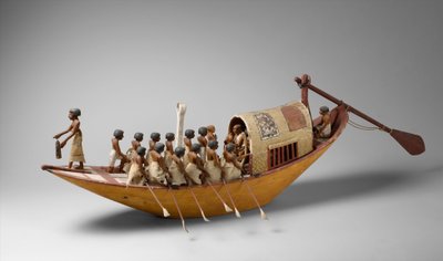 Travelling Boat Being Rowed from the Tomb of Meketre by Egyptian 12th Dynasty