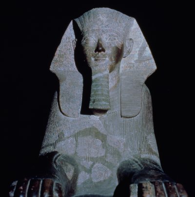 A Sphinx of Queen Hatshepsut from the Mortuary Temple of Hatshepsut, New Kingdom by Egyptian 18th Dynasty