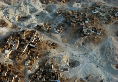 Aerial View of Qurna Archaeological Site, Sheikh Abd el-Qurna, Theban Necropolis, Egypt, New Kingdom, Dynasty XVIII-XIX by Egyptian 18th Dynasty