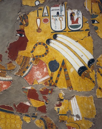 Amenhotep III with Flabellum, Sceptre and Flail, Painting from Tomb of Amenhotep III at Thebes, New Kingdom, Dynasty XVIII by Egyptian 18th Dynasty
