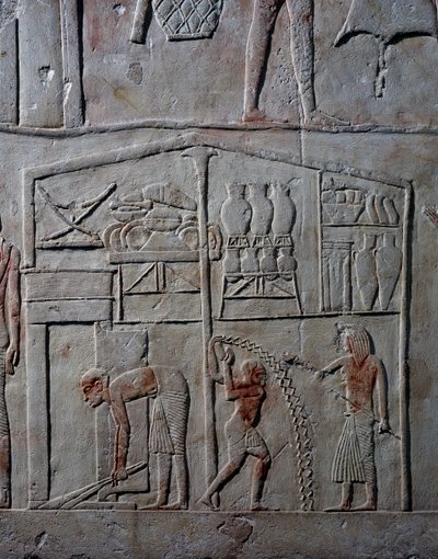 Arrangement of food in warehouses by Egyptian 18th Dynasty