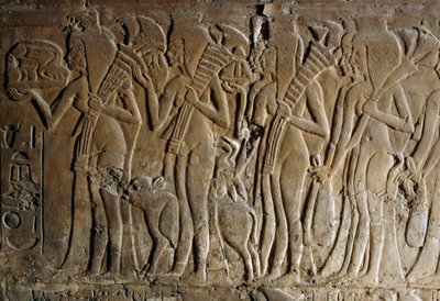 Bas-relief from the tomb of Maia, wet-nurse of Tutankhamun, Saqqara, Egypt, Egyptian Civilization, New Kingdom, Dynasty XVIII (detail) by Egyptian 18th Dynasty