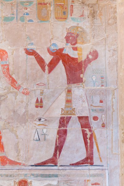 Bas Relief Picture Depicting a Pharaoh Making Offerings, Hatshepsut Temple of Deir Al Bahari, Luxor, Egypt by Egyptian 18th Dynasty