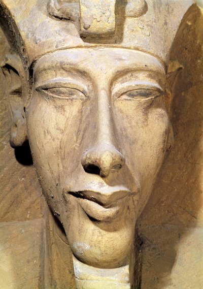 Bust of Amenophis IV (Akhenaten) from the Temple of Amun, Karnak (detail) by Egyptian 18th Dynasty