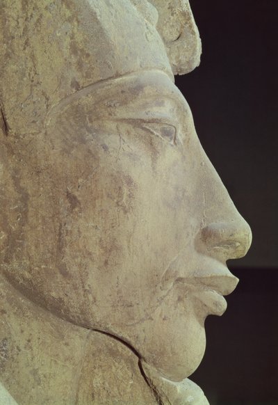 Bust of Amenophis IV (Akhenaten) from the Temple of Amun, Karnak, c.1353-1337 BC (detail) by Egyptian 18th Dynasty